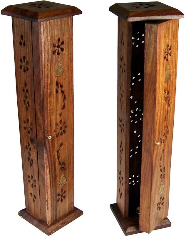 Square Incense Tower - Brass inlay