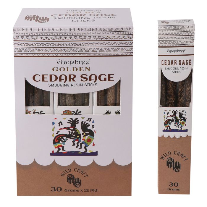 30g Golden Cedar Sage Smudging Resin Sticks (6s)
