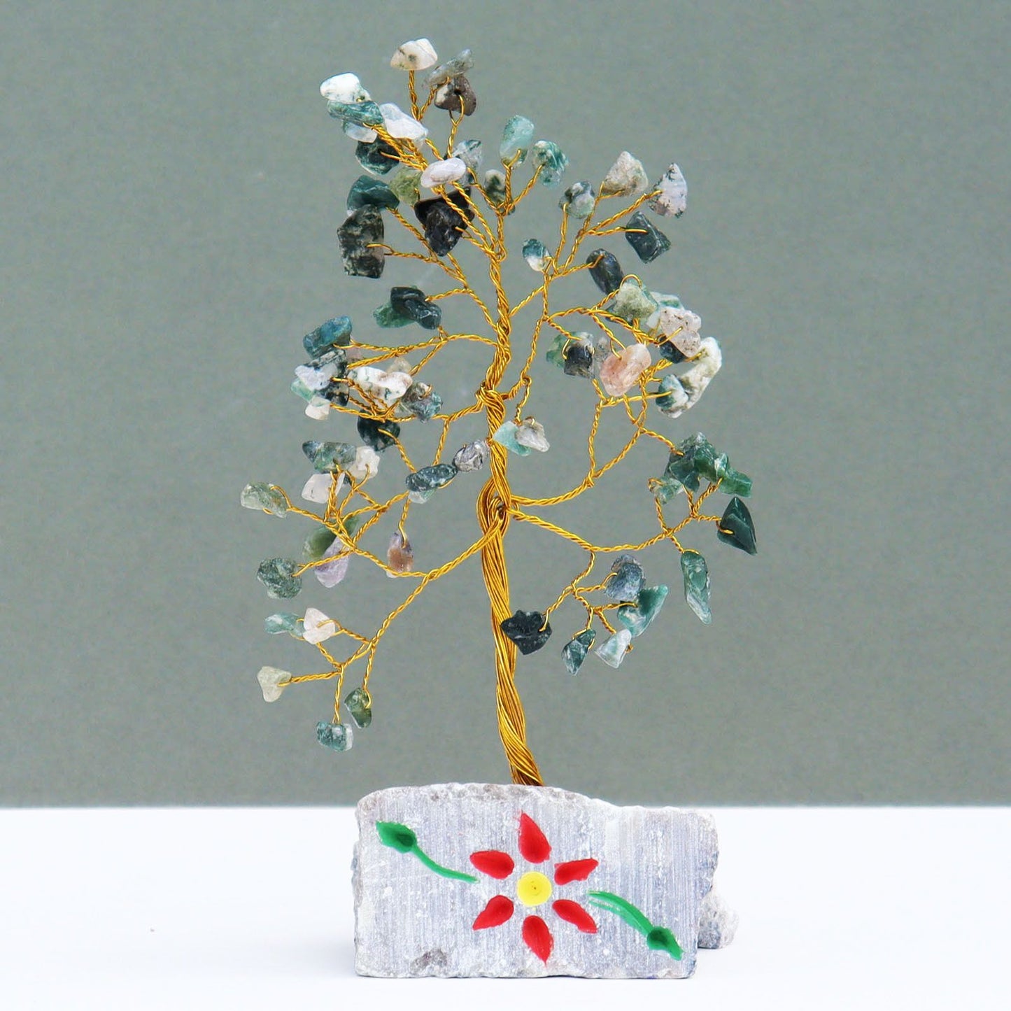 Moss Agate Gemstone Tree - 80 Stones