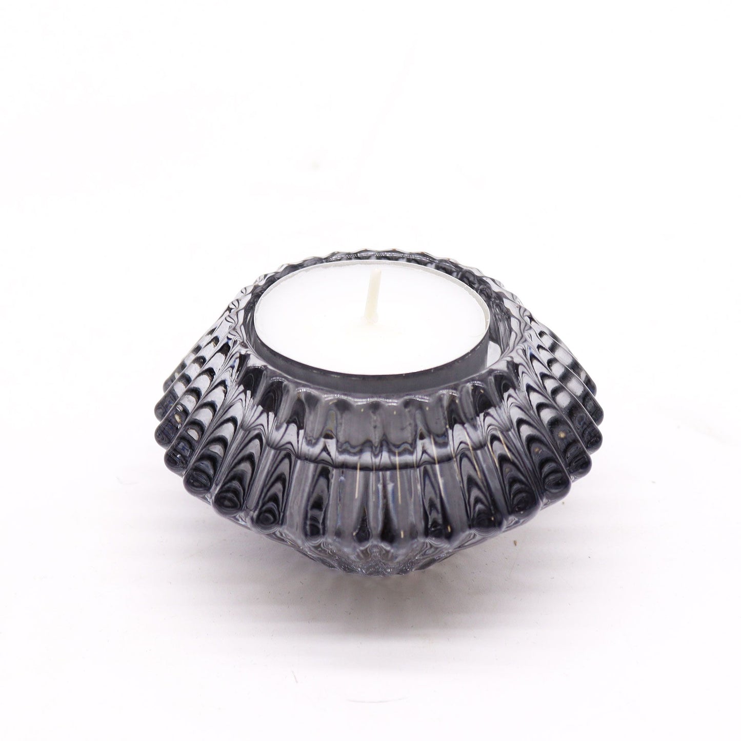 Set of 2 Flower Flip Dinner Candle / Tealight Holder - Midnight Grey