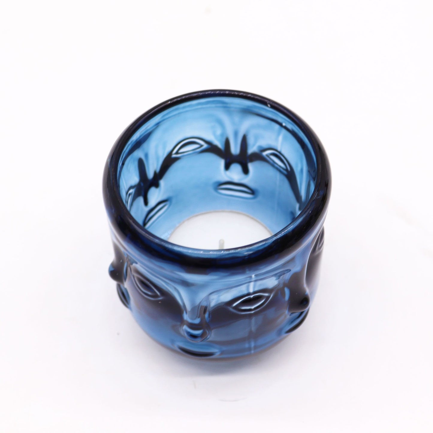Set of 2 Buddha Faces Candle Jar - Royal Blue