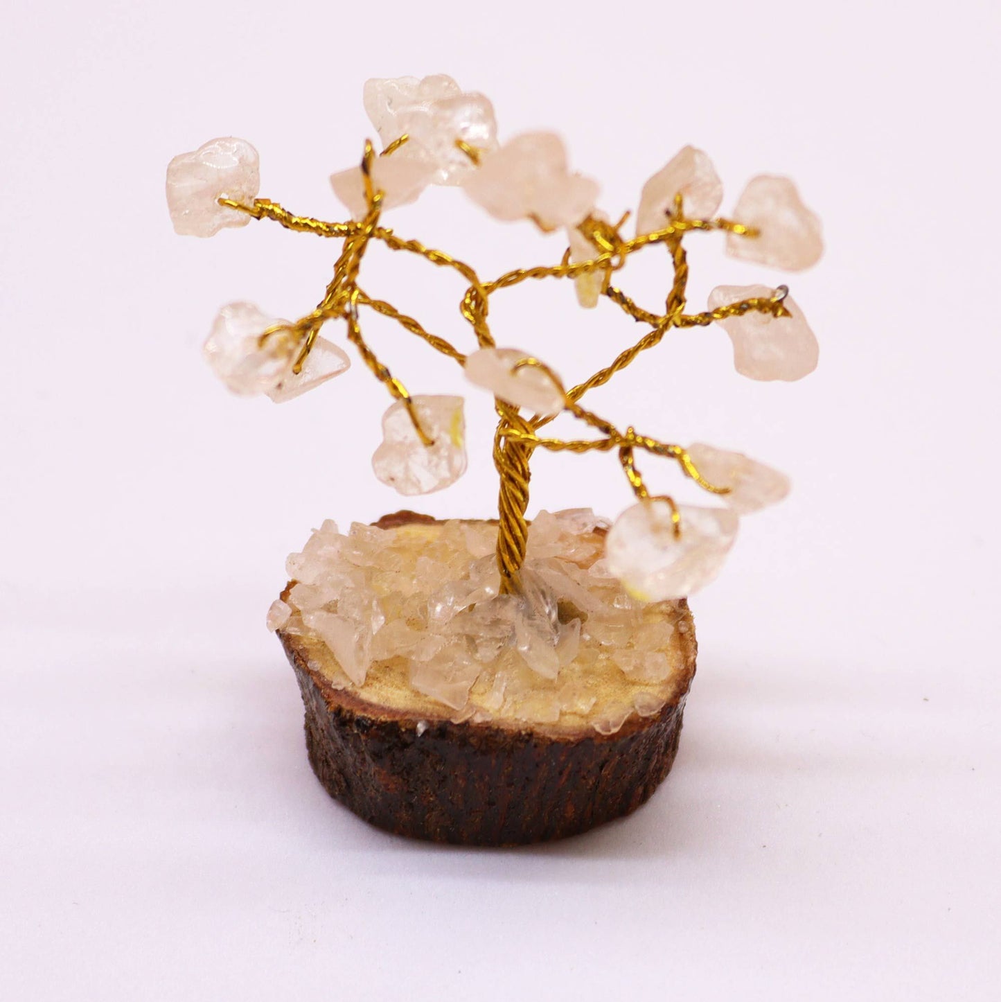 Mini Gemstone Trees On Wood Base - Rock Quartz (15 stones)