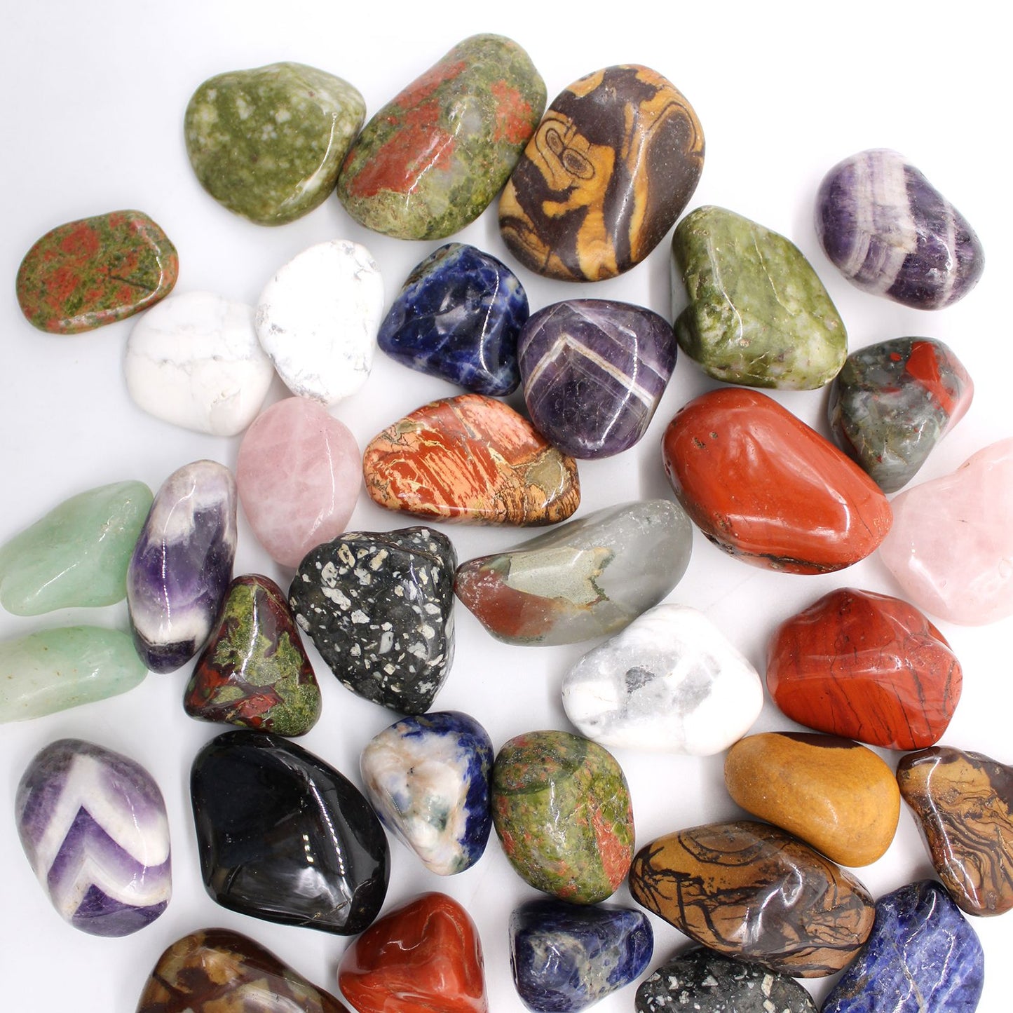 Bag of 12 Medium African Tumble Stones - Light Jasper - Brecciated