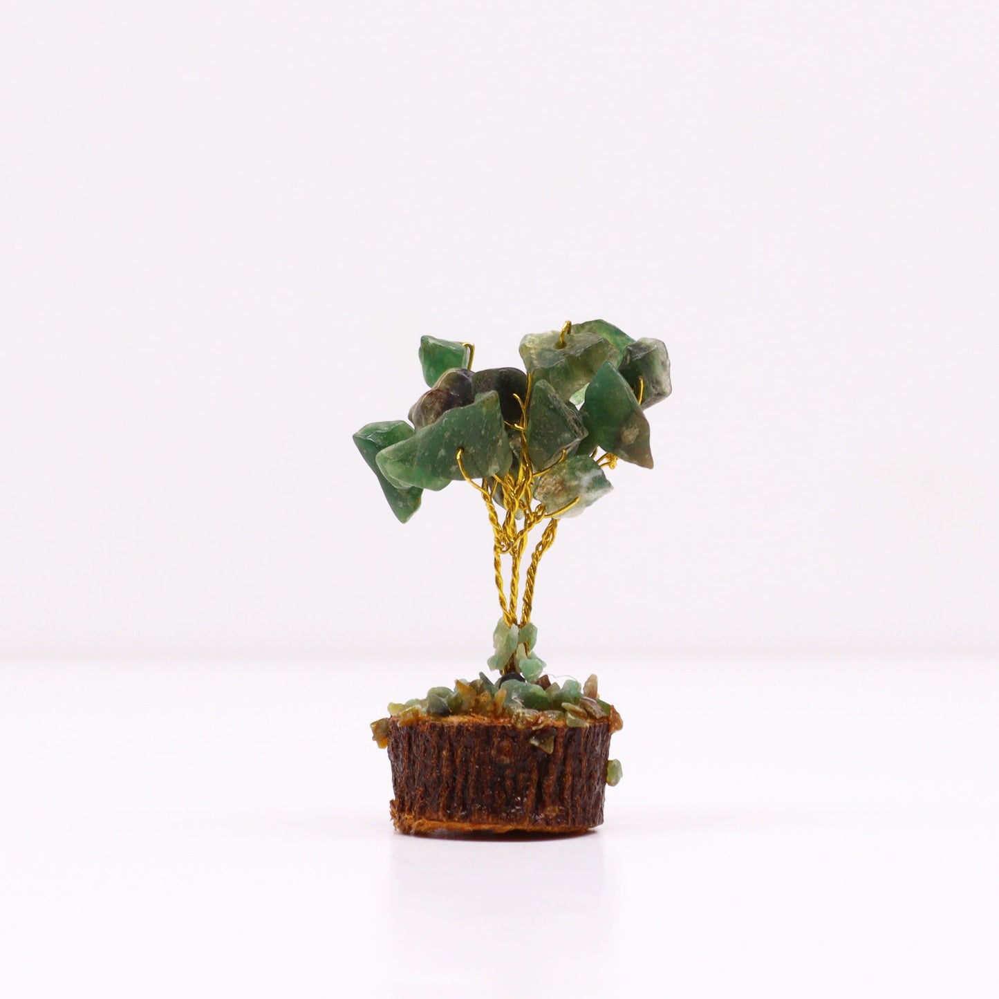 Mini Gemstone Trees On Wood Base - Green Aventurine (15 stones)