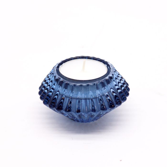 Set of 2 Flower Flip Dinner Candle / Tealight Holder - Royal Blue