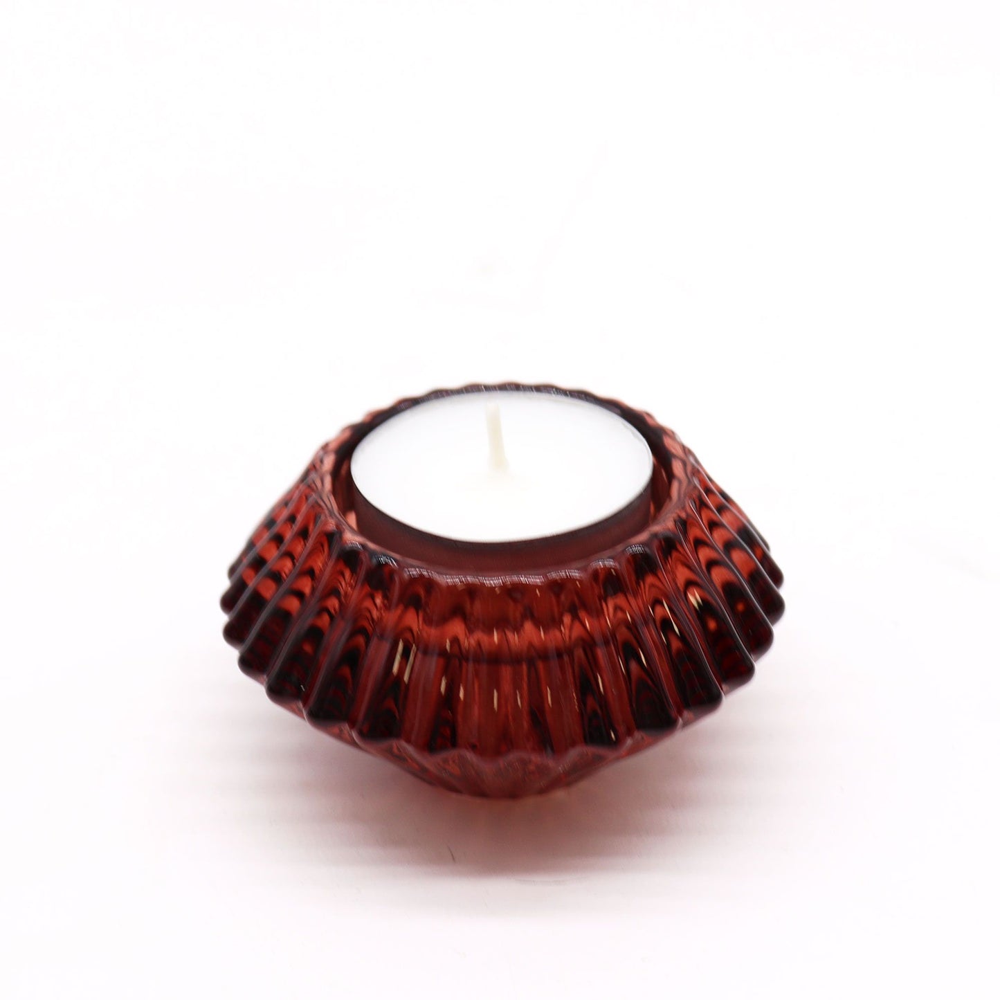 Set of 2 Flower Flip Dinner Candle / Tealight Holder - Vampire Red
