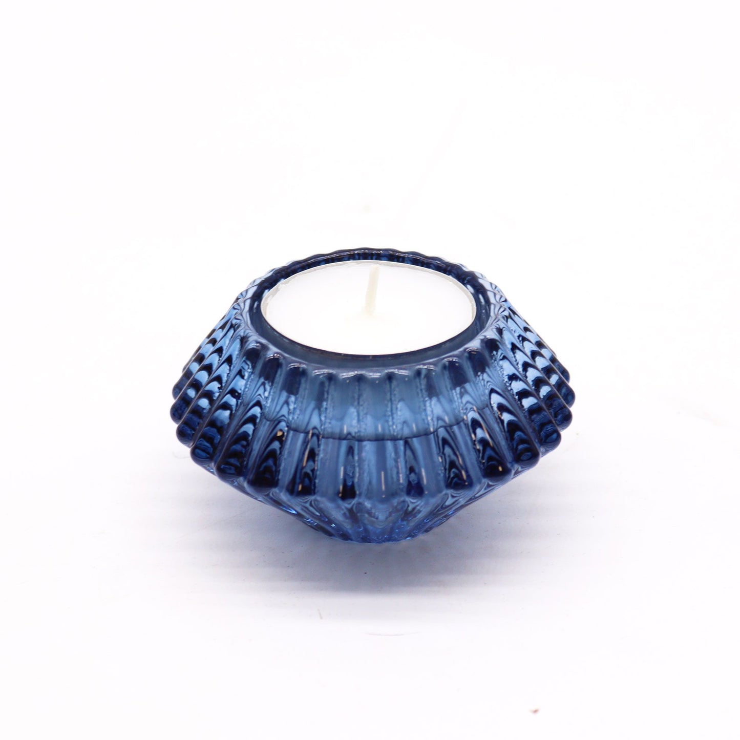 Set of 2 Flower Flip Dinner Candle / Tealight Holder - Royal Blue