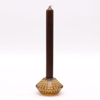 Set of 2 Flower Flip Dinner Candle / Tealight Holder - Antique Amber