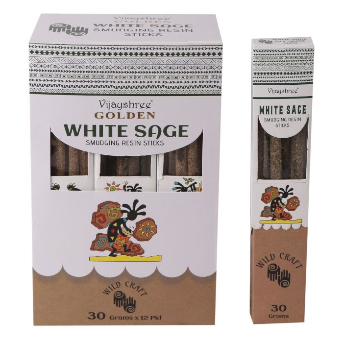 30g Golden White Sage Smudging Resin Sticks (6s)