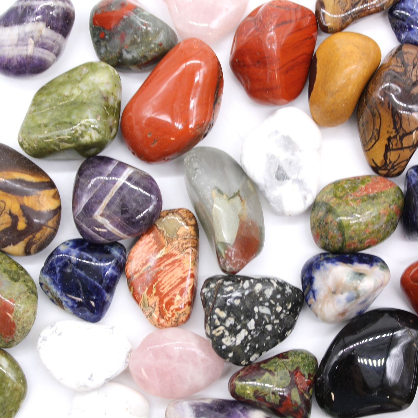 Bag of 12 Medium African Tumble Stones - Epidote Snowflake