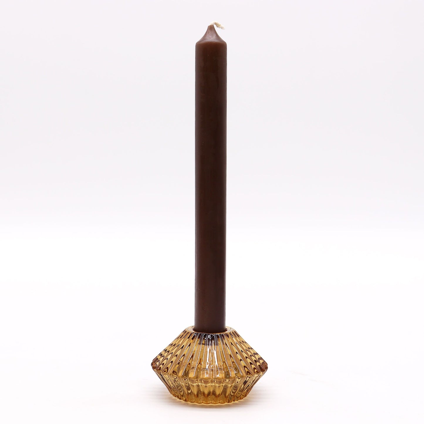 Set of 2 Flower Flip Dinner Candle / Tealight Holder - Antique Amber