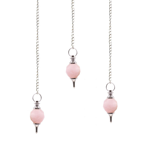 Faceted Gemstone Pendulum - Rose Quartz