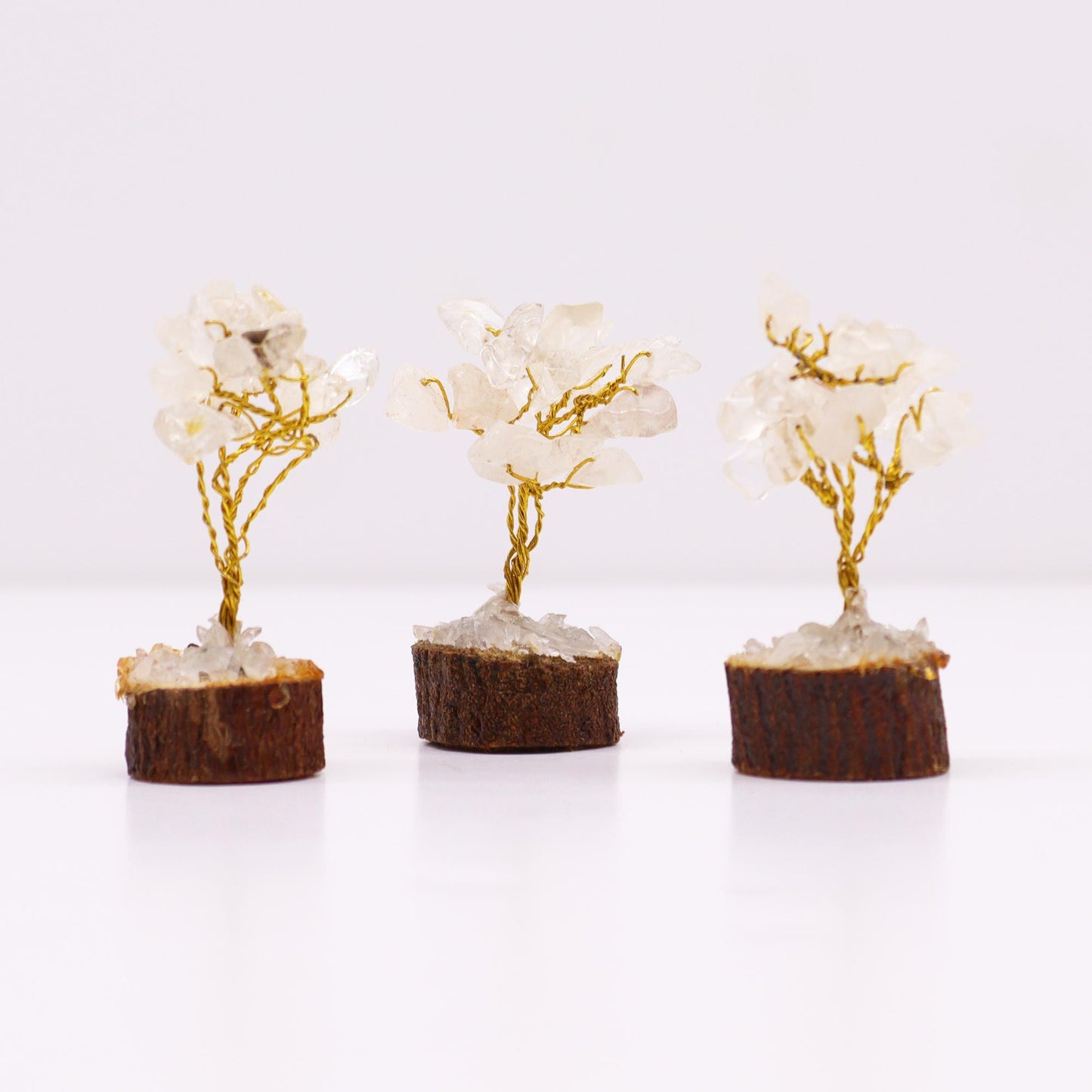 Mini Gemstone Trees On Wood Base - Rock Quartz (15 stones)