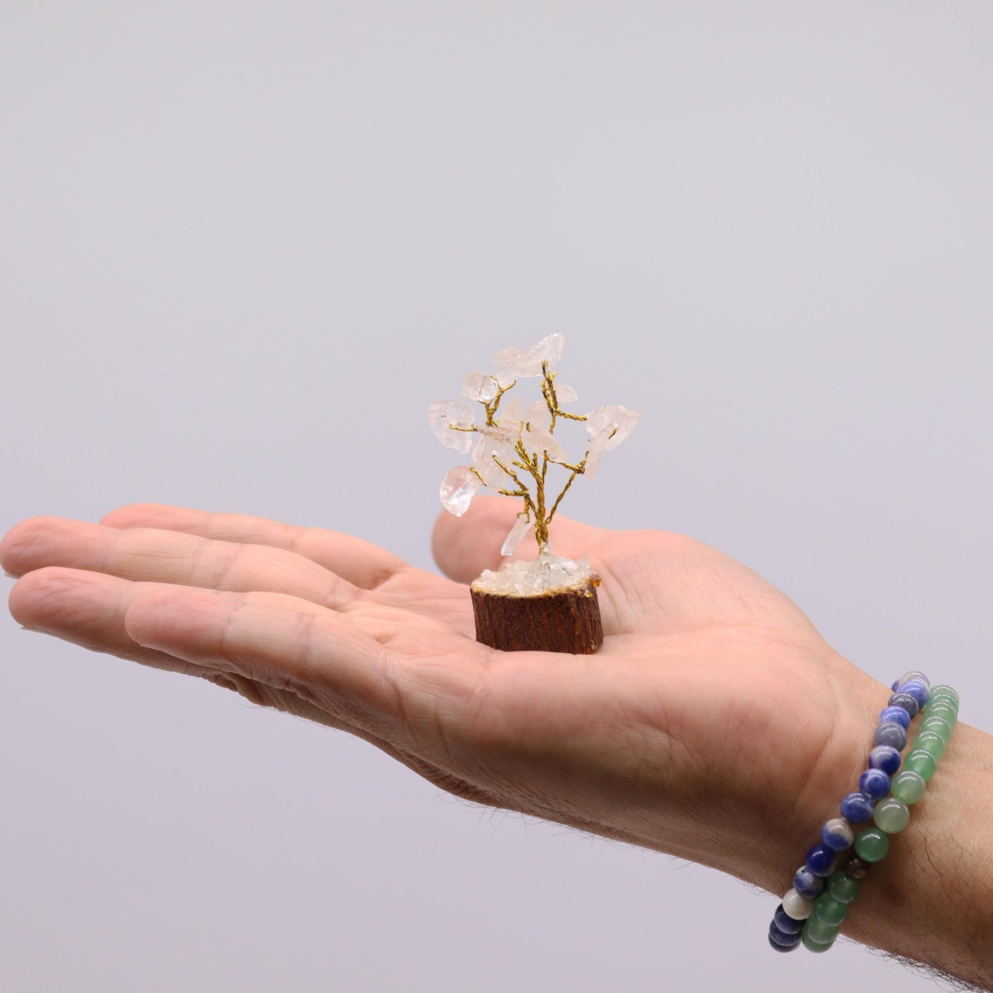 Mini Gemstone Trees On Wood Base - Rock Quartz (15 stones)