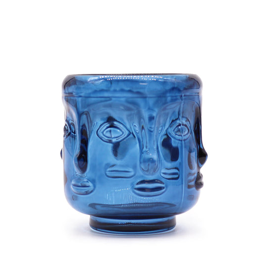 Set of 2 Buddha Faces Candle Jar - Royal Blue