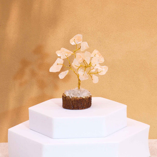 Mini Gemstone Trees On Wood Base - Rock Quartz (15 stones)