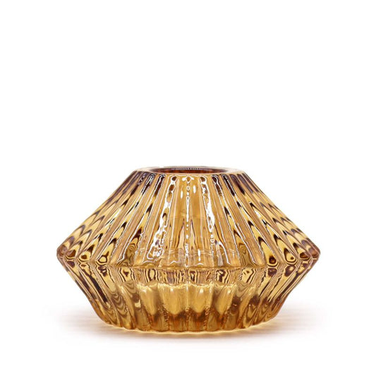 Set of 2  Flower Flip Dinner Candle / Tealight Holder -  Antique Amber